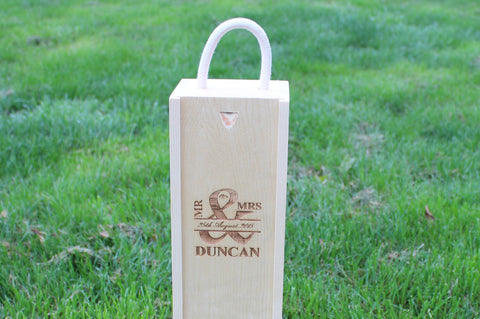 Wine Pine Hinged Box, Wooden Gift Box